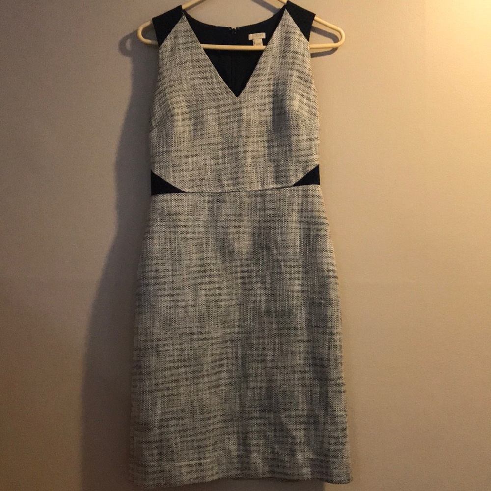 Navy tweed shift dress